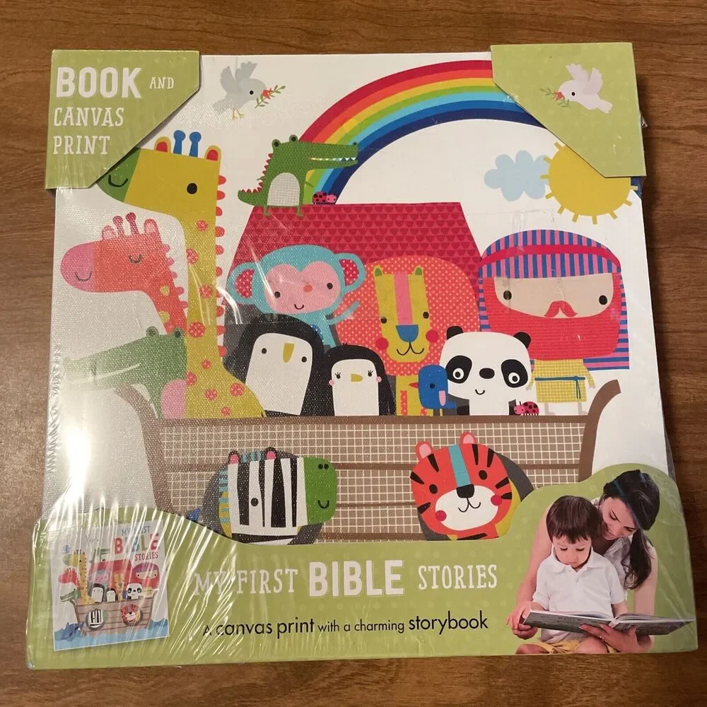 Bible Stories Board Book With Canvas Print My First Storybook Baby Gift NEW